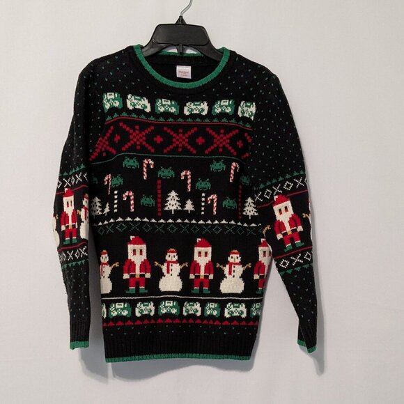 HOLIDAY TIME Black/Red/Green Christmas Pullover Sweater; Girl's Size L (10-12) - Picture 1 of 5